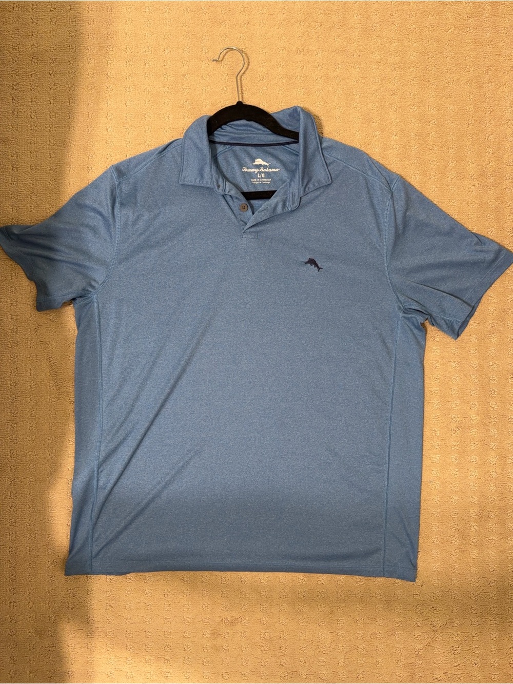 Tommy Bahama Light Blue Men’s Polo with Embroidered Marlin